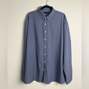 American Tall Traveler Stretch Dress Shirt Navy White Pinwheel 2XL Semi-Tall